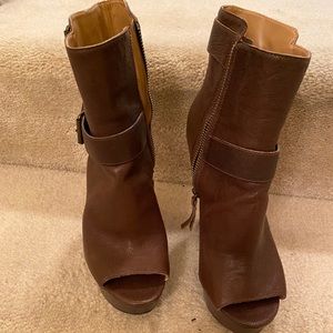 Nine West 8 1/2 Platform Open Toe Wedge Booties